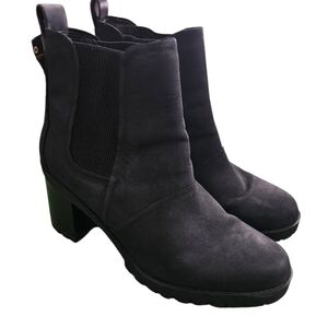 UGG Hazel Chelsea Ankle Booties Black Leather Chunky Heel Platform Size 10